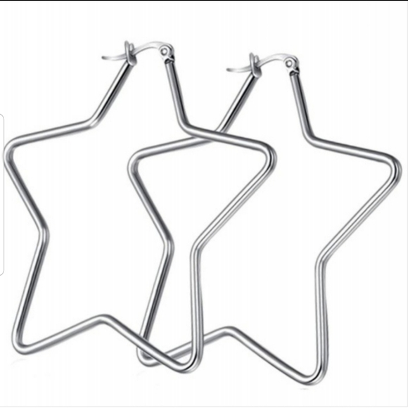 🔴🆕️ Star Earrings Hoops - Picture 3 of 11